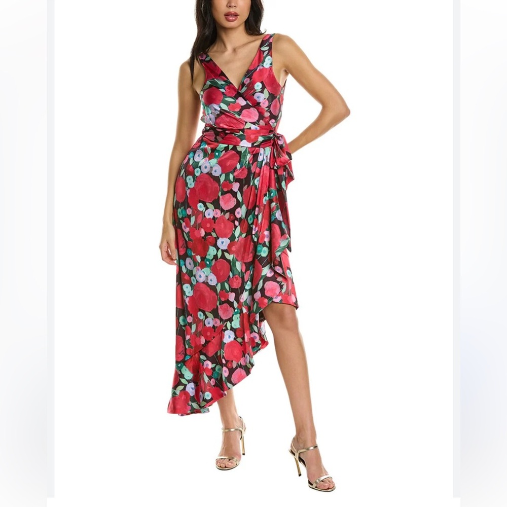 New! Hutch Anthropologie Tansy V-Neck Ruffle Wrap Dress Pink Floral Size XXS